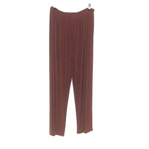 Citiknits Womens Warm Brown Jersey Knit Pants Vintage Slinky‎ Size L